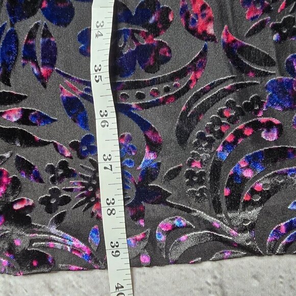 Vicky Tiel Velvet Black Blue Pink Short Sleeve Wrap Effect Dress Size L - Picture 10 of 11